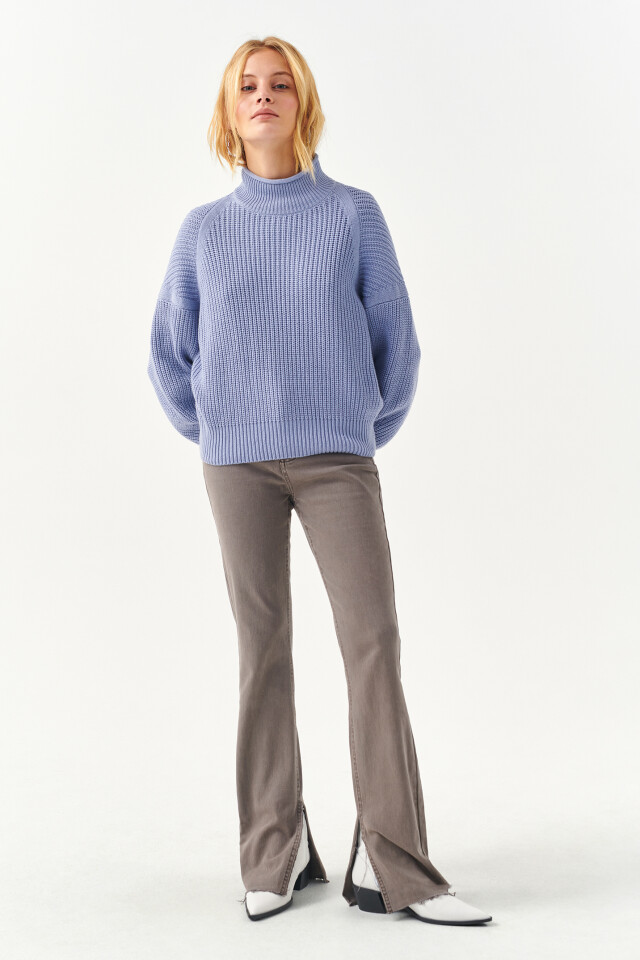 Джемпер хлопковый oversize - цвет голубой - 4