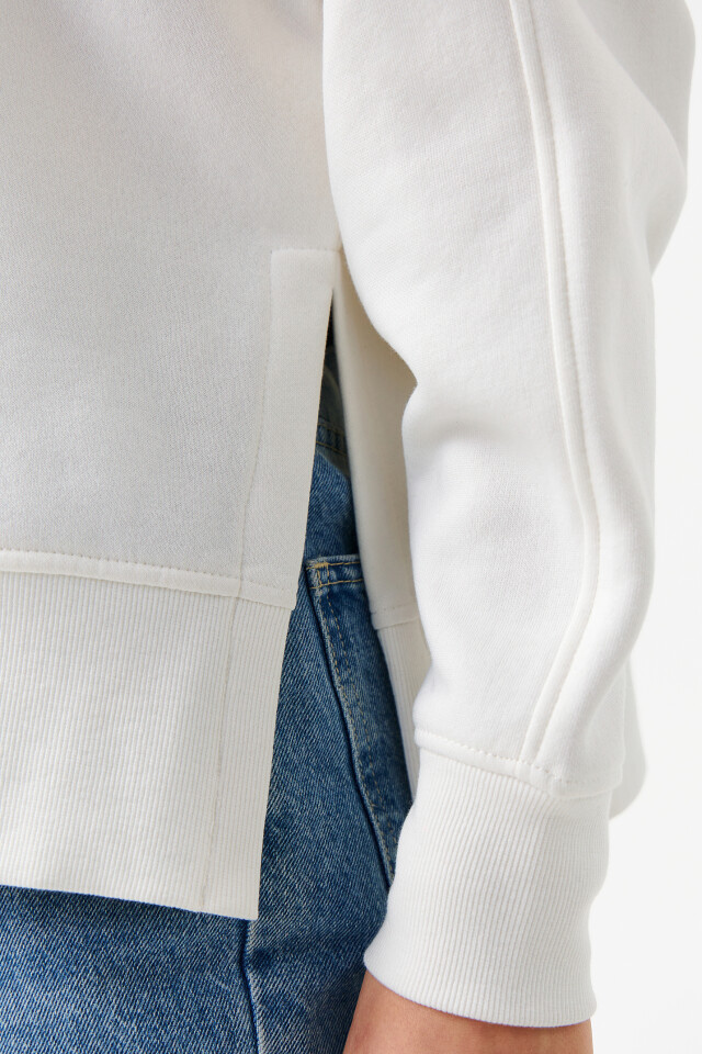 Хлопковый свитшот базовый oversize - цвет белый - 6