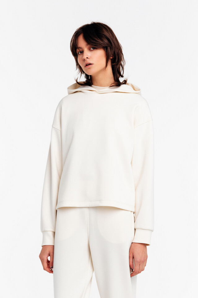 Худи трикотажная oversize - цвет бежевый - 1