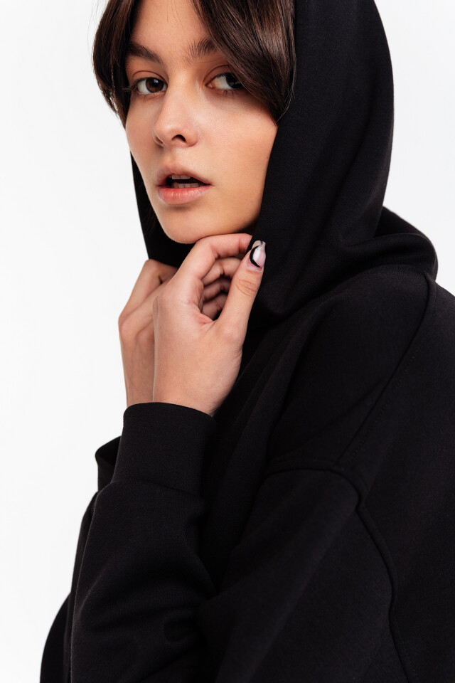 Худи трикотажная oversize - цвет черный - 4