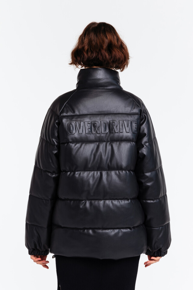 Куртка утепленная oversize из искусственной кожи - цвет черный - 2