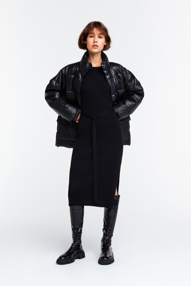 Куртка утепленная oversize из искусственной кожи - цвет черный - 3