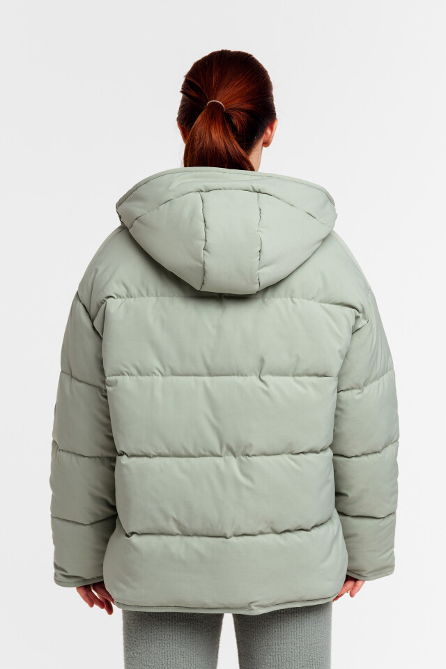 Куртка стеганая oversize с капюшоном - цвет мятный - 2