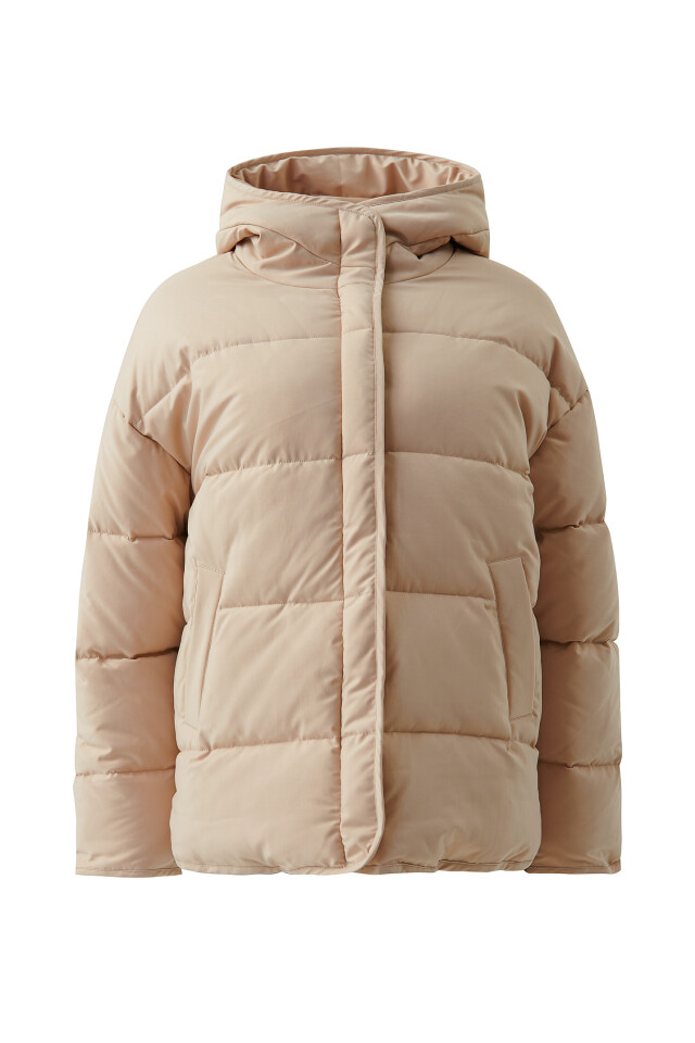 Куртка стеганая oversize с капюшоном - цвет бежевый - 8