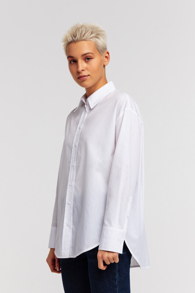 Рубашка хлопковая oversize - цвет белый - 3