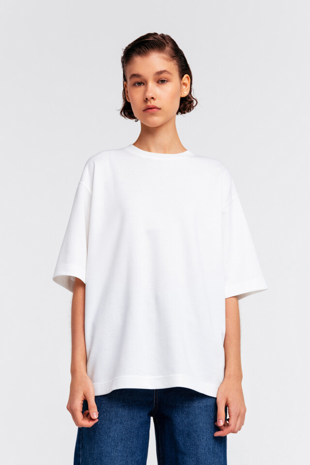 Футболка спортивная oversize - цвет белый - 4