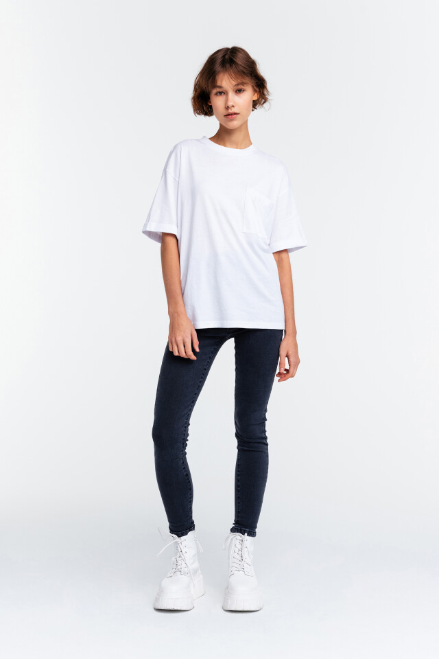 Футболка хлопковая oversize - цвет белый - 3