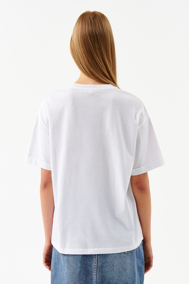 Футболка хлопковая oversize - цвет белый - 2