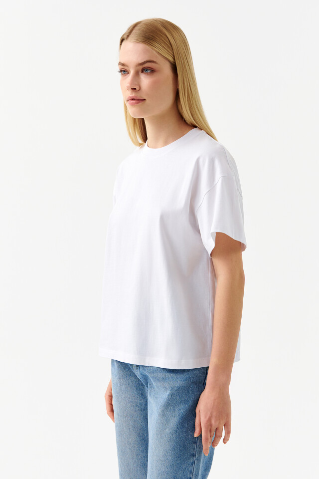 Футболка хлопковая oversize - цвет белый - 3