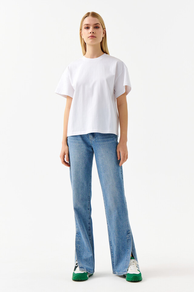 Футболка хлопковая oversize - цвет белый - 4