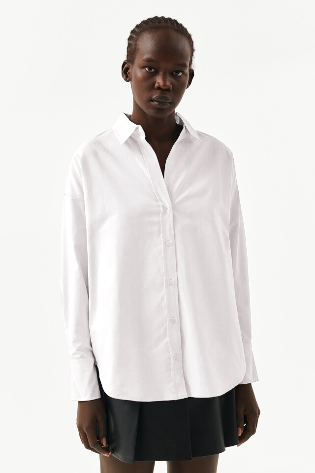 Рубашка классическая oversize - цвет белый - 1