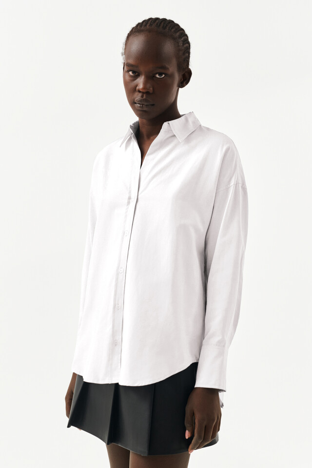 Рубашка классическая oversize - цвет белый - 3