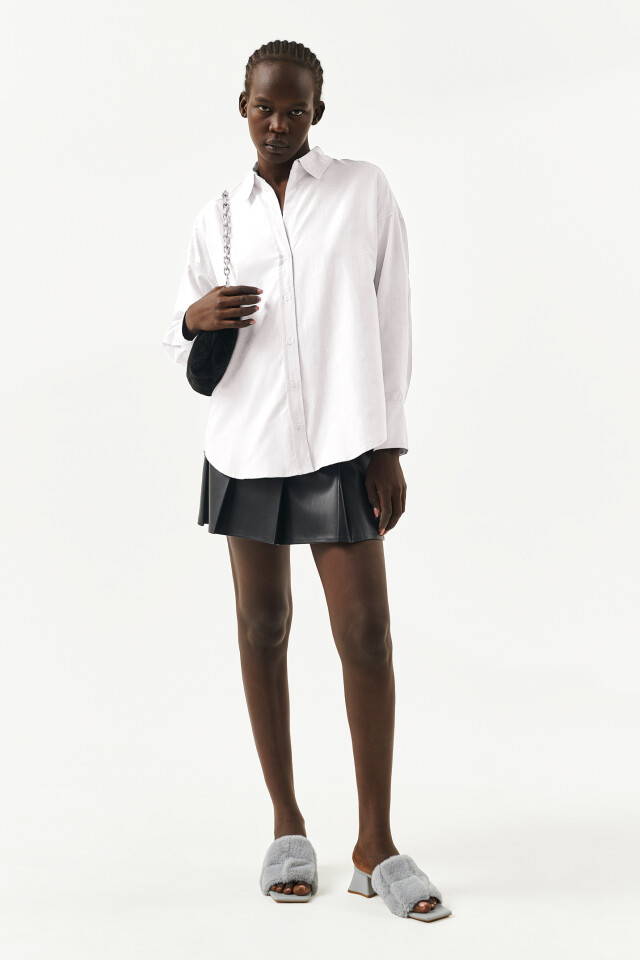 Рубашка классическая oversize - цвет белый - 4