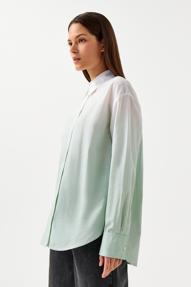 Рубашка oversize градиентная - цвет зеленый - 3