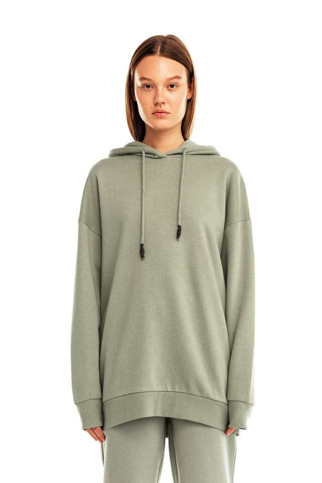 Худи хлопковая oversize c начесом - цвет зеленый - 1