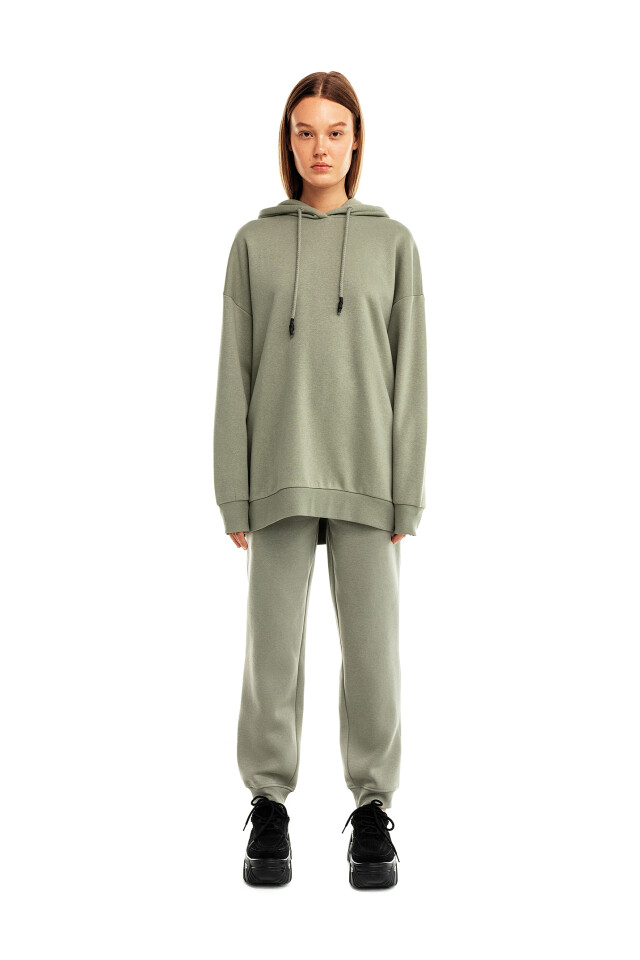 Худи хлопковая oversize c начесом - цвет зеленый - 4