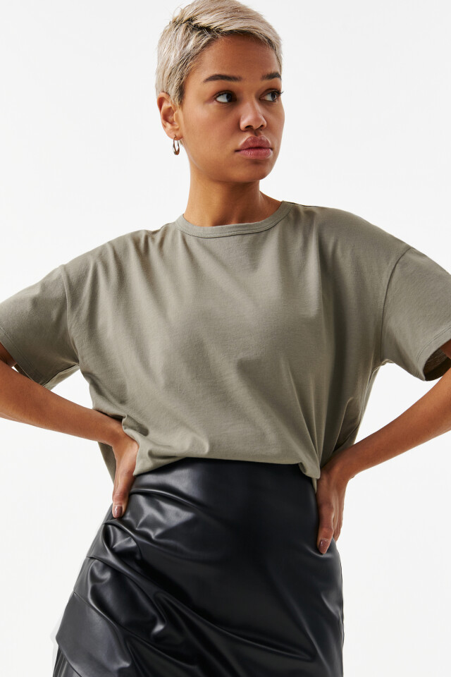 Футболка хлопковая oversize - цвет зеленый - 7