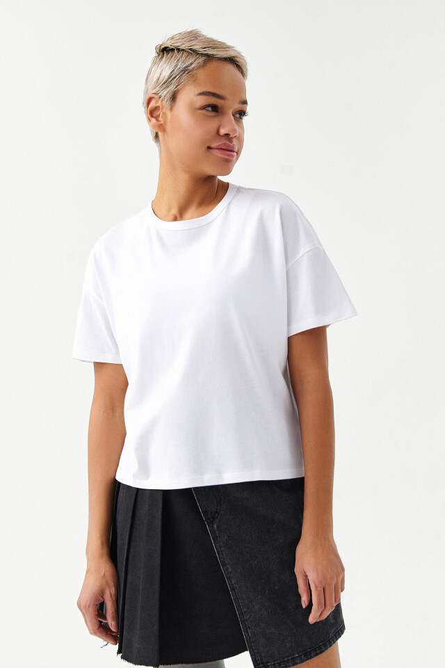 Футболка хлопковая oversize - цвет белый - 1