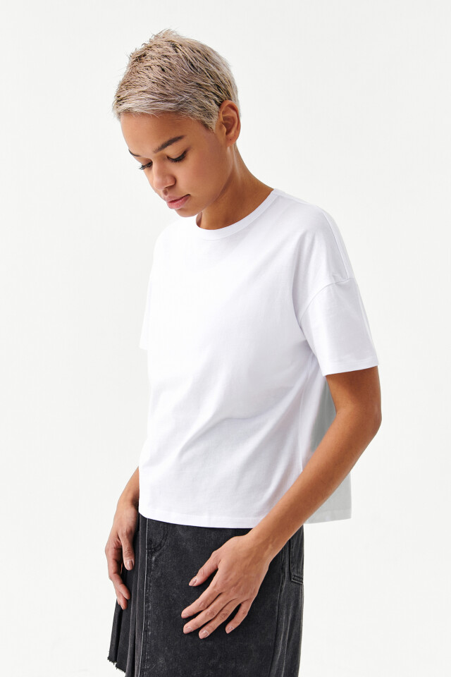Футболка хлопковая oversize - цвет белый - 3