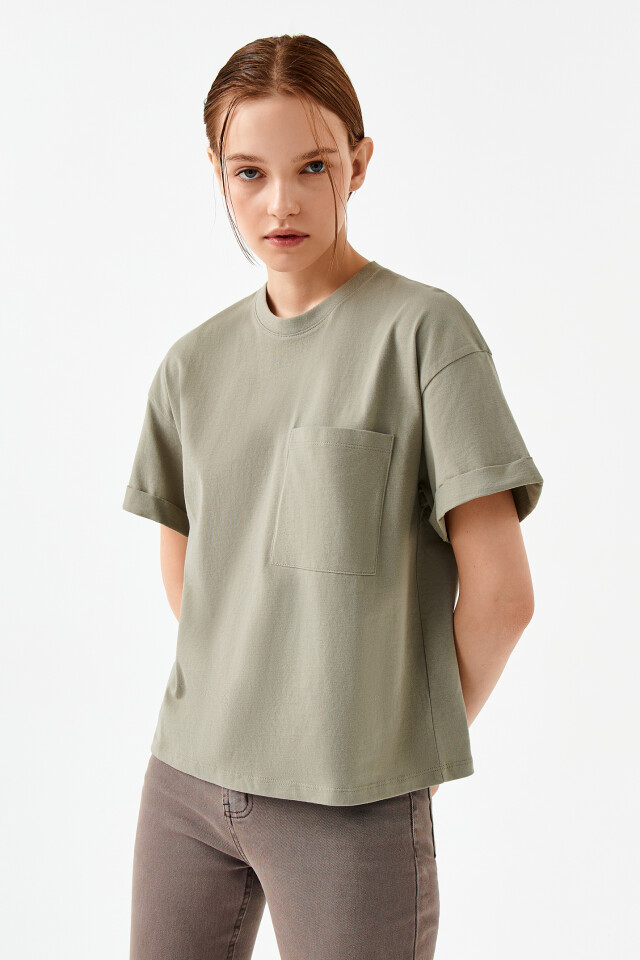 Футболка хлопковая oversize - цвет зеленый - 1