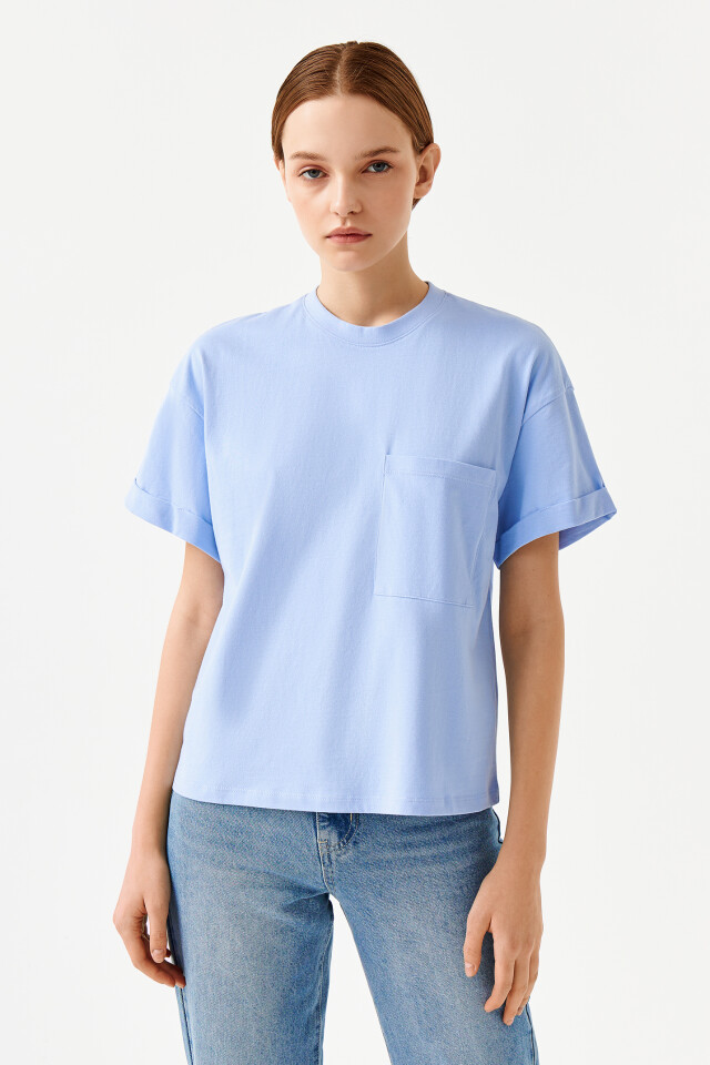 Футболка хлопковая oversize - цвет голубой - 1