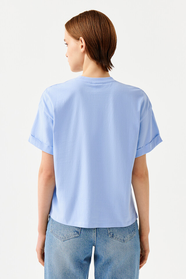 Футболка хлопковая oversize - цвет голубой - 2