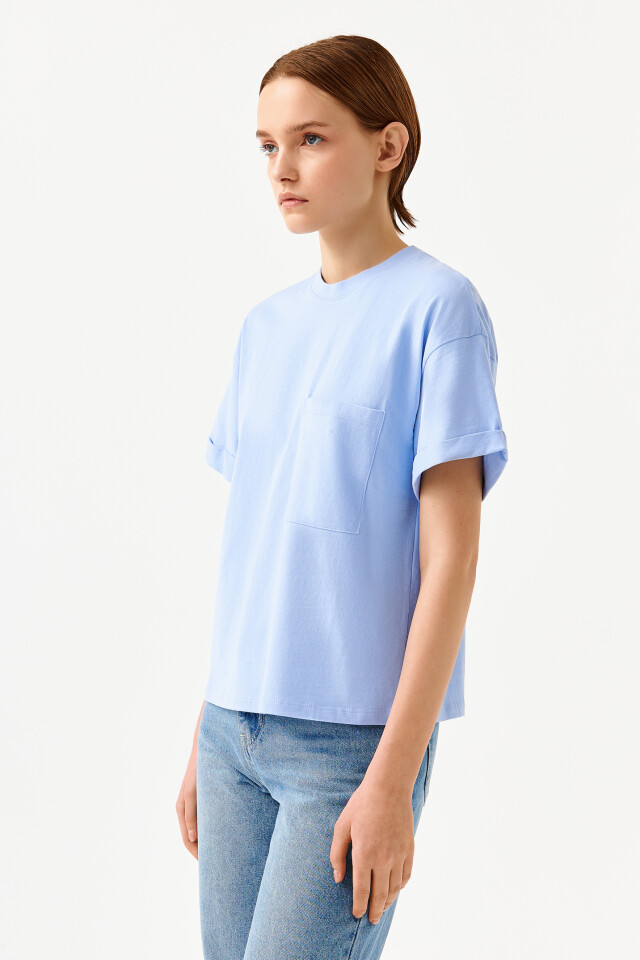 Футболка хлопковая oversize - цвет голубой - 3