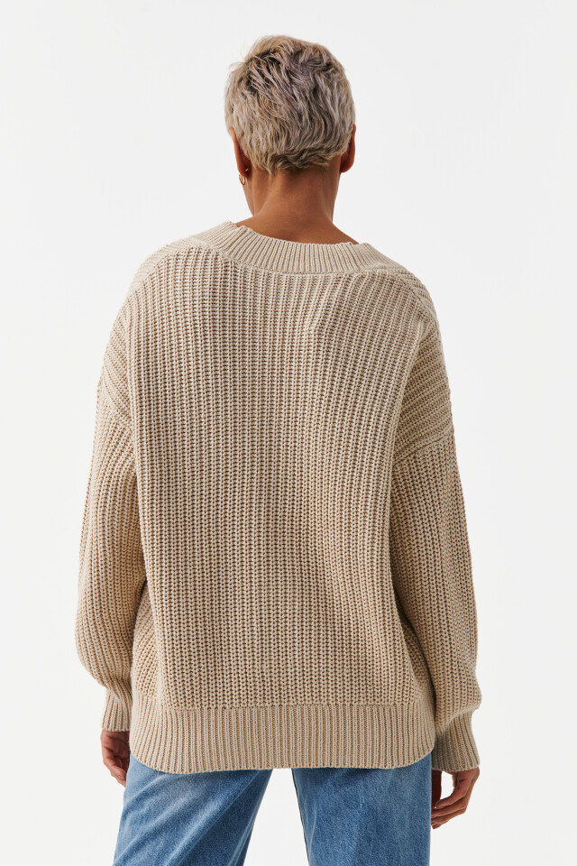 Кардиган хлопковый oversize - цвет бежевый - 2