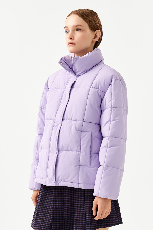 Куртка стеганая oversize - цвет сиреневый - 3
