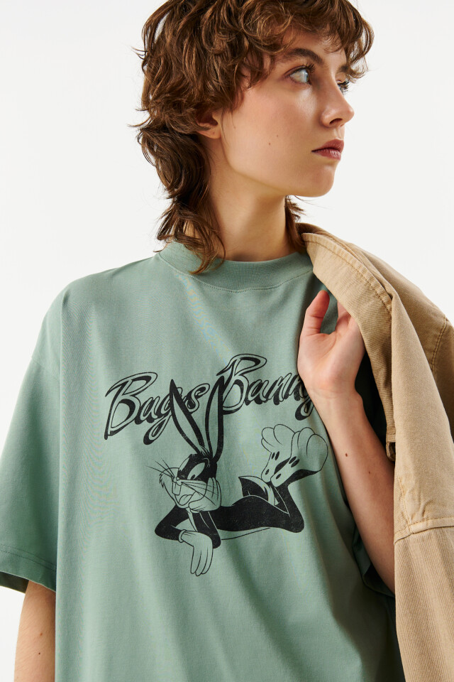 Футболка oversize с принтом looney tunes - цвет зеленый - 7