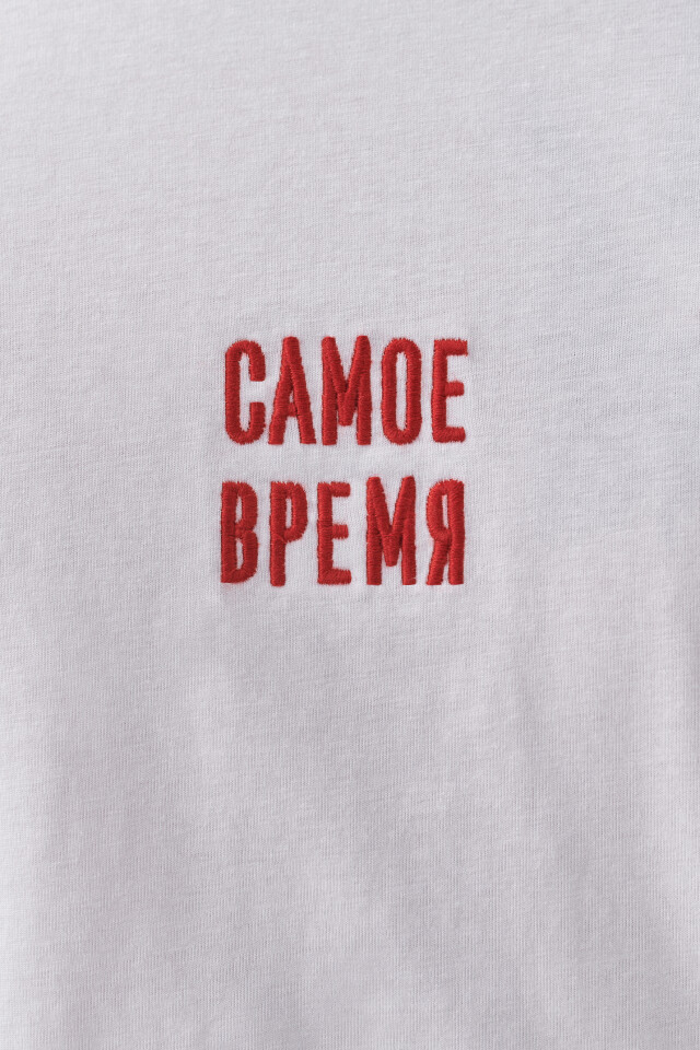 Футболка хлопковая с вышивкой - цвет белый - 5