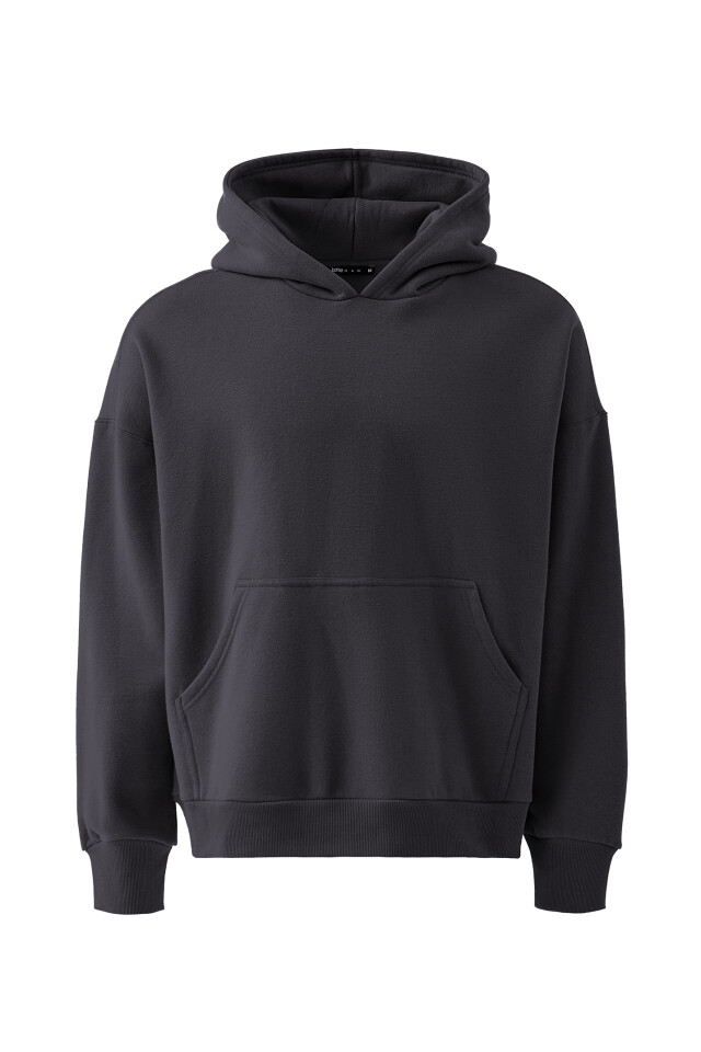 Худи oversize с капюшоном и карманом-кенгуру - цвет серый - 8