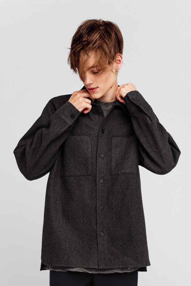 Куртка-рубашка oversize - цвет серый - 5