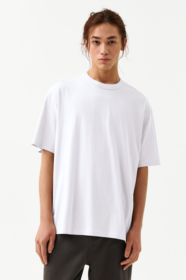 Футболка хлопковая oversize - цвет белый - 1