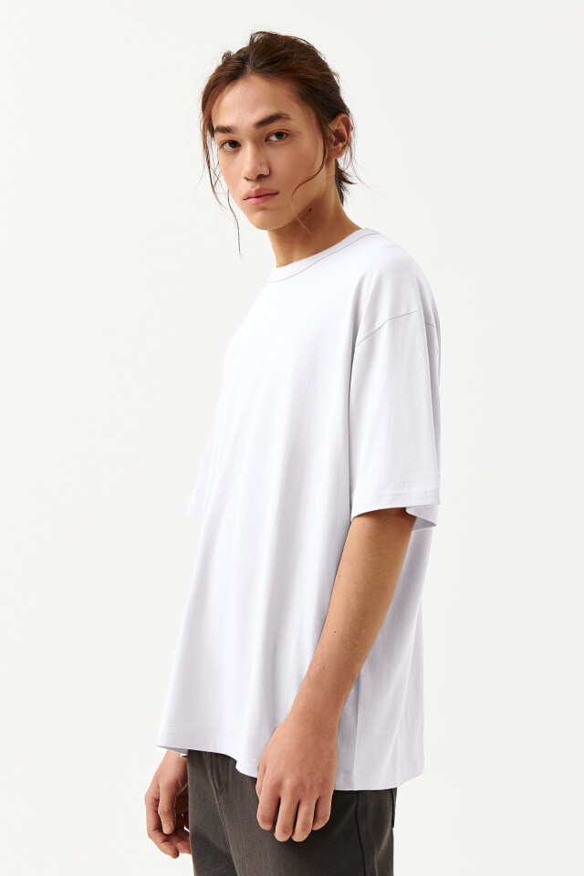 Футболка хлопковая oversize - цвет белый - 3