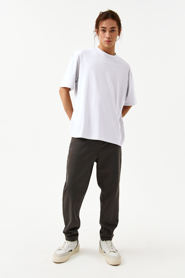 Футболка хлопковая oversize - цвет белый - 4