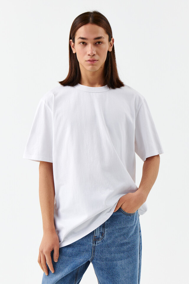 Футболка oversize хлопковая базовая - цвет белый - 1