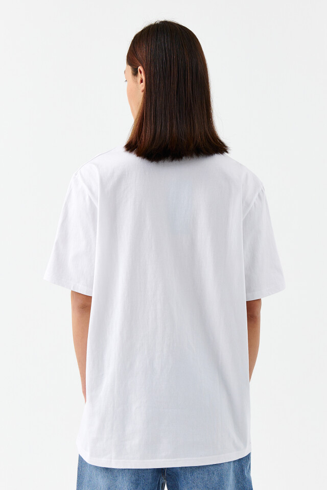 Футболка oversize хлопковая базовая - цвет белый - 2