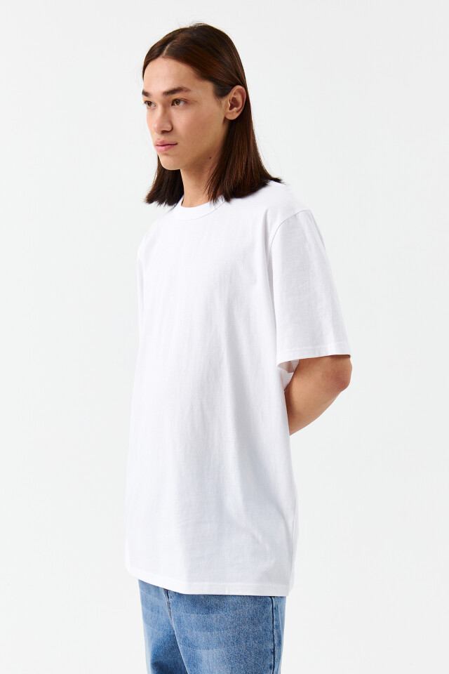 Футболка oversize хлопковая базовая - цвет белый - 3