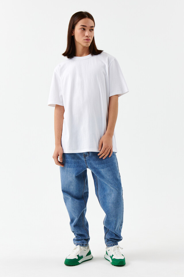 Футболка oversize хлопковая базовая - цвет белый - 4