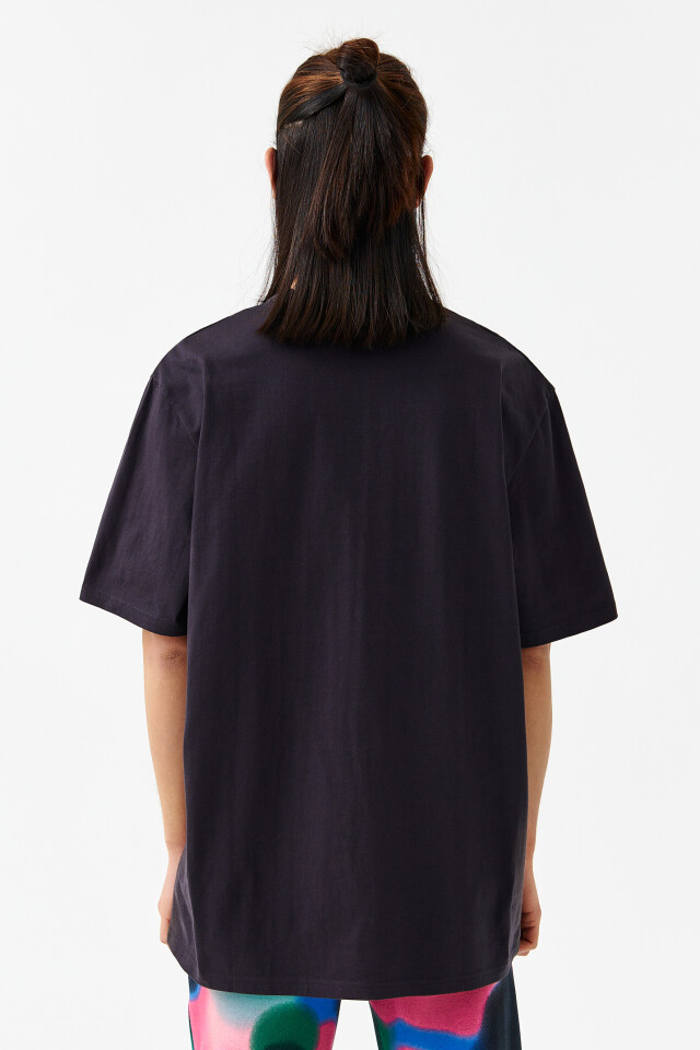 Футболка oversize хлопковая базовая - цвет черный - 3