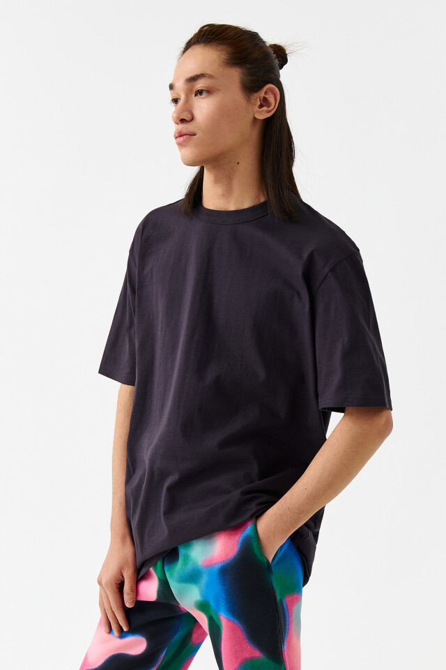 Футболка oversize хлопковая базовая - цвет черный - 4