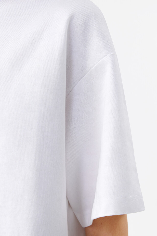 Футболка oversize хлопковая базовая - цвет белый - 5