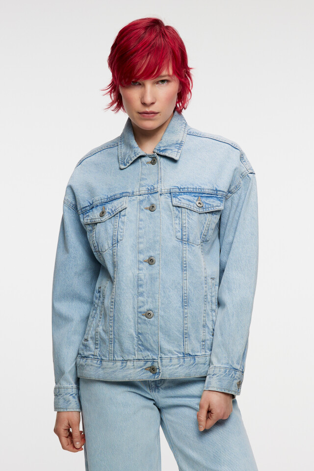 Куртка джинсовая oversize - цвет голубой - 2