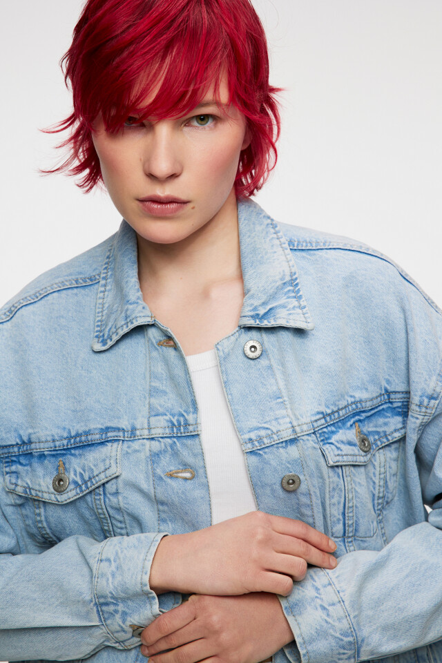 Куртка джинсовая oversize - цвет голубой - 8