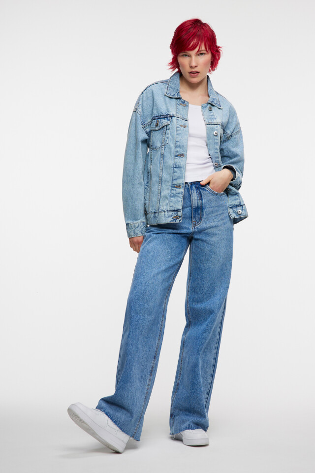Куртка джинсовая oversize - цвет голубой - 1