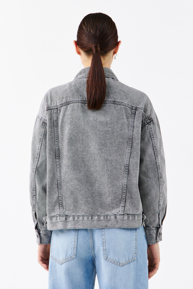 Куртка джинсовая oversize - цвет серый - 4