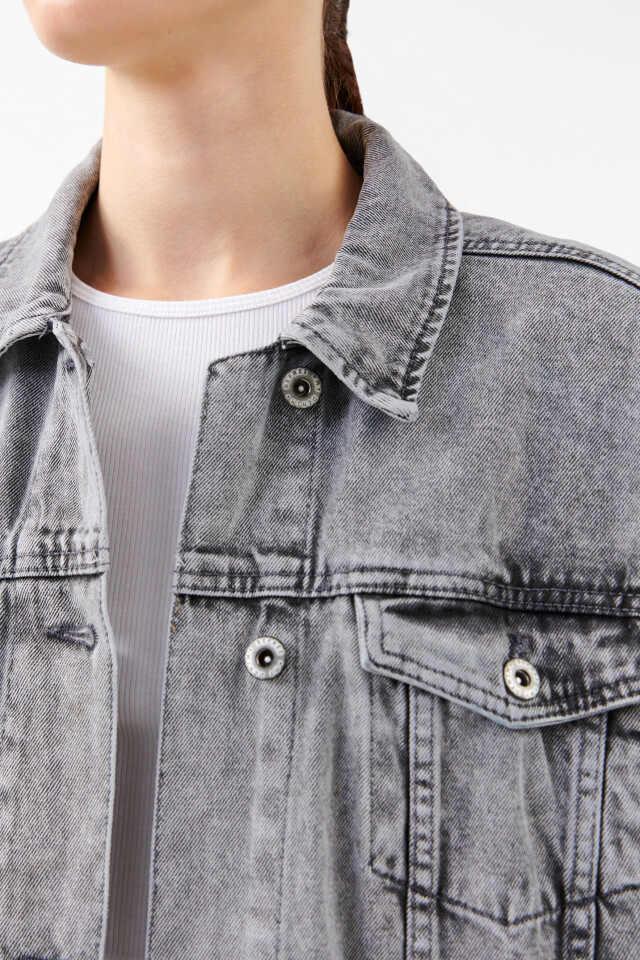 Куртка джинсовая oversize - цвет серый - 7
