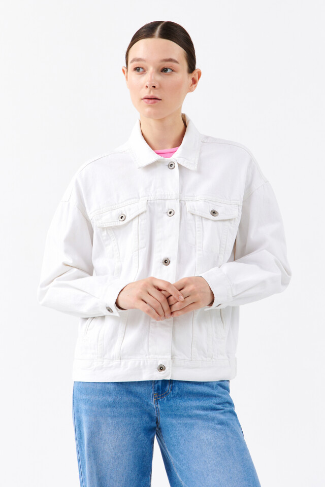 Куртка джинсовая oversize - цвет белый - 2