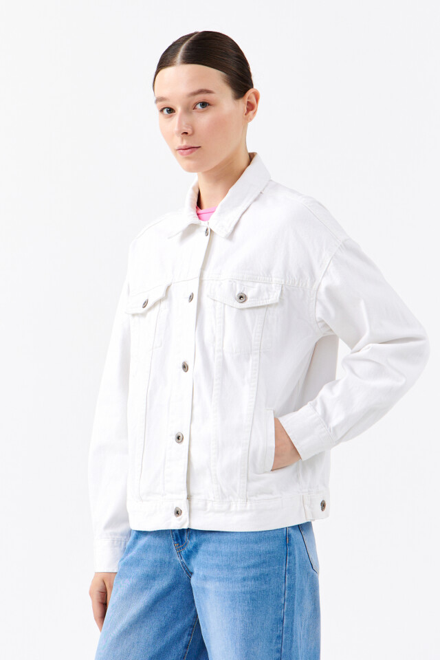 Куртка джинсовая oversize - цвет белый - 3